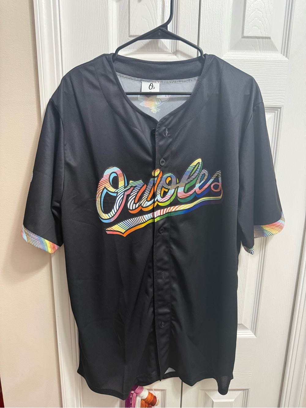 Black Orioles Rainbow Script Baseball Jersey